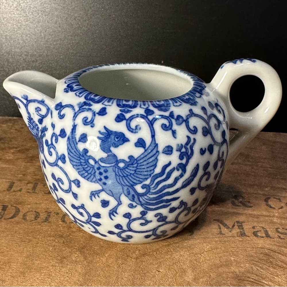 Phoenix Bird Blue and White Vintage Creamer-Made in Japan